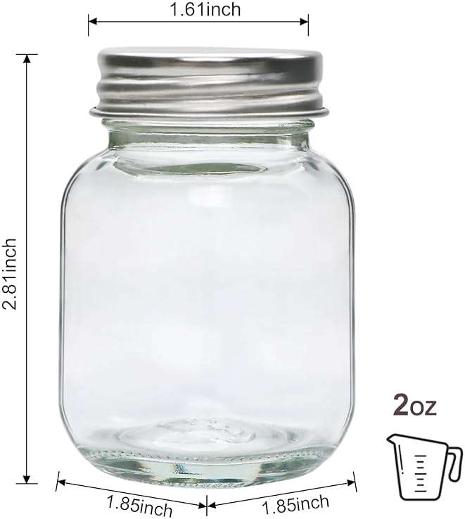 Accguan 2oz Mason Jars,Ginger Shots Bottles with Silver Lids,Glass Yogert Jars,Candle Jar,Honey,Jam,Jelly,Spice,Wedding Favors,Shower Favors(48pcs) - Image 3