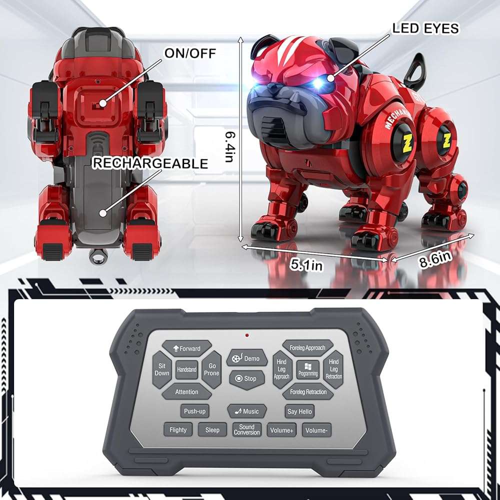 Lterfear Robot Dog for Kids, Remote Control Robot Rechargeable Programing Stunt Robo Dog with Sing, Dance, Touch Function, Robotic Dog Toy for Boys Ages 5 6 7 8 9 10+ Birthday Gifts, Red - Image 2