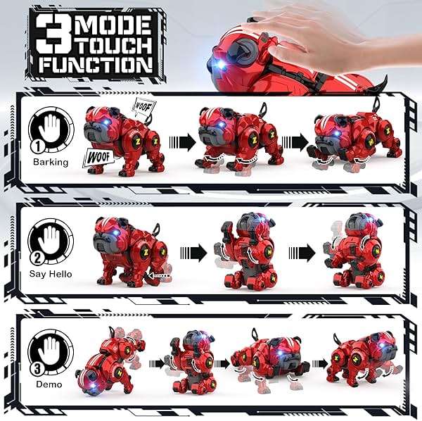 Lterfear Robot Dog for Kids, Remote Control Robot Rechargeable Programing Stunt Robo Dog with Sing, Dance, Touch Function, Robotic Dog Toy for Boys Ages 5 6 7 8 9 10+ Birthday Gifts, Red - Image 4