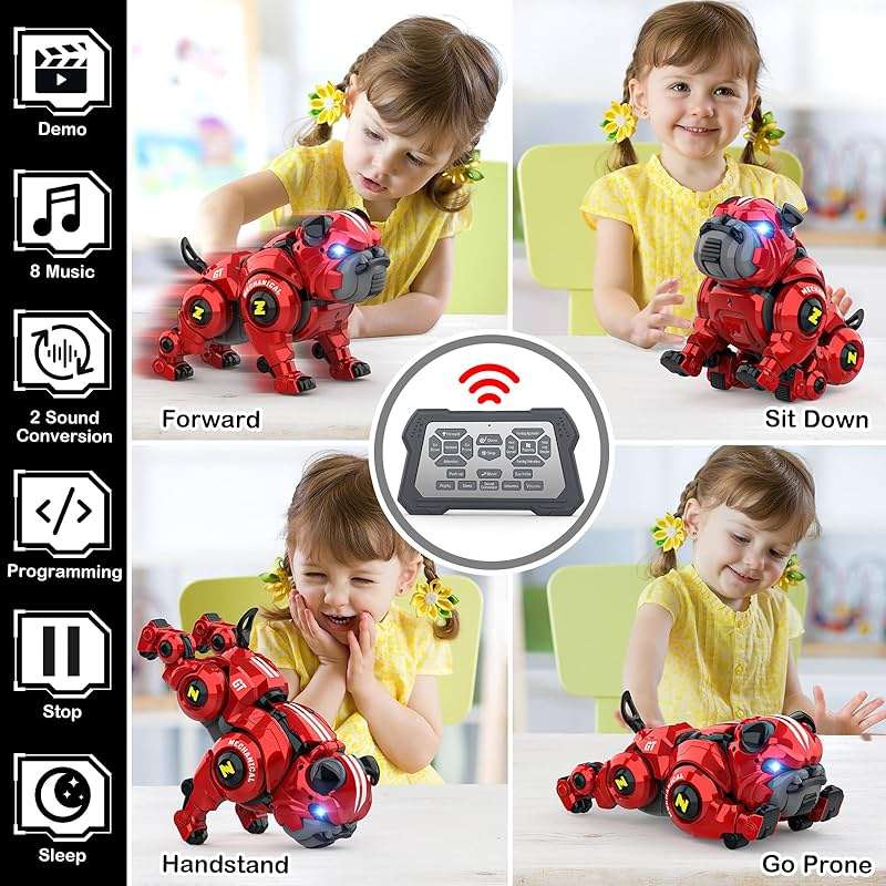 Lterfear Robot Dog for Kids, Remote Control Robot Rechargeable Programing Stunt Robo Dog with Sing, Dance, Touch Function, Robotic Dog Toy for Boys Ages 5 6 7 8 9 10+ Birthday Gifts, Red - Image 5