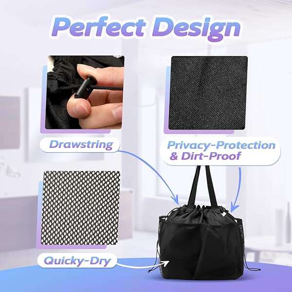 famichan Mesh Shower Caddy Portable, Dorm Room Essentials for College Students, Large Capacity with 8 Pockets Shower Bag for Camping,Swimming,Gym,Travel - Image 4