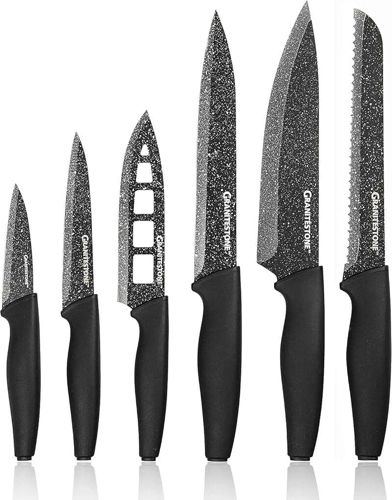 Granitestone Nutriblade 6 Piece - Ultra Sharp, PFOA-Free Stainless Steel Blades, Kitchen Knife Set, with Nonstick Granite Coating, Easy-Grip Handle, Dishwasher-safe - Image 1