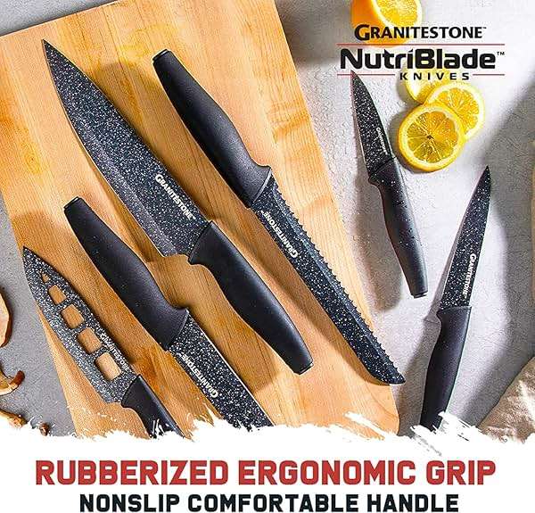 Granitestone Nutriblade 6 Piece - Ultra Sharp, PFOA-Free Stainless Steel Blades, Kitchen Knife Set, with Nonstick Granite Coating, Easy-Grip Handle, Dishwasher-safe - Image 3