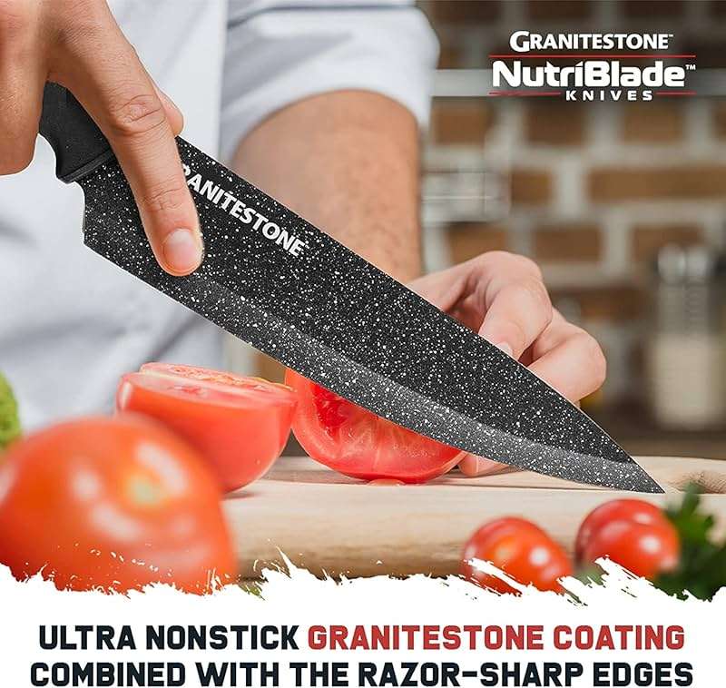 Granitestone Nutriblade 6 Piece - Ultra Sharp, PFOA-Free Stainless Steel Blades, Kitchen Knife Set, with Nonstick Granite Coating, Easy-Grip Handle, Dishwasher-safe - Image 5