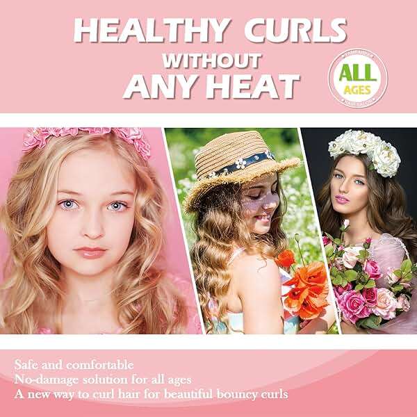 Heatless Curls Overnight Headband, 70'' No Heat Hair Curlers for Medium Long Hair, Pink - Image 5
