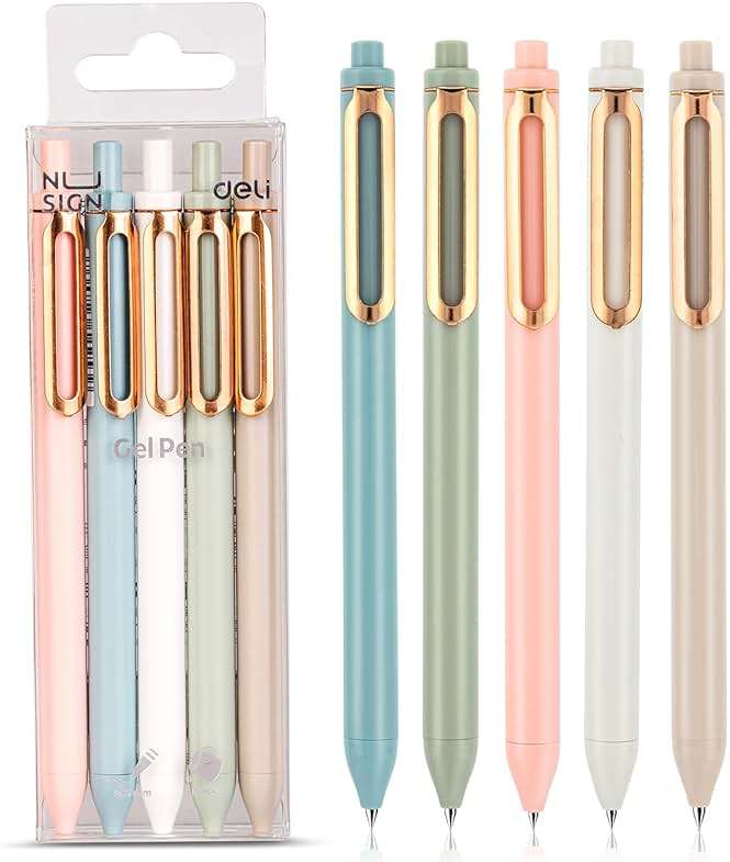 NUSIGN Gel Pens, 5 Pcs 0.5mm Retractable Quick Dry Black Ink Fine Point Rolling Ball Gel Pen, Smooth Writing No Bleed for Journaling Note Taking, Home School Office Supplies - Image 1