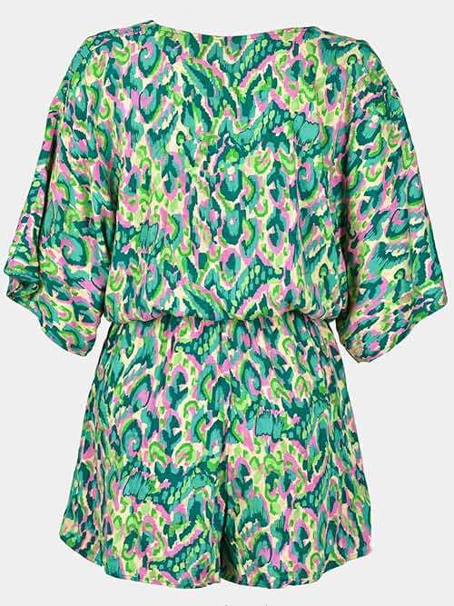CUPSHE Women's Summer Romper Lace Up Printed Half Sleeves Casual Wide leg Vacation Outfit Mini One Piece Jumpsuit - Image 4