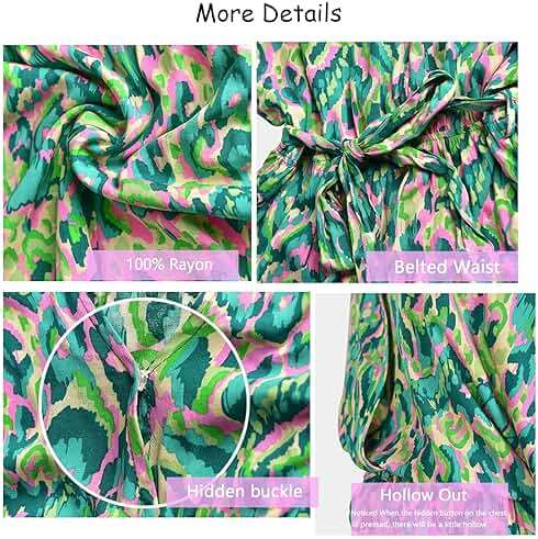 CUPSHE Women's Summer Romper Lace Up Printed Half Sleeves Casual Wide leg Vacation Outfit Mini One Piece Jumpsuit - Image 6