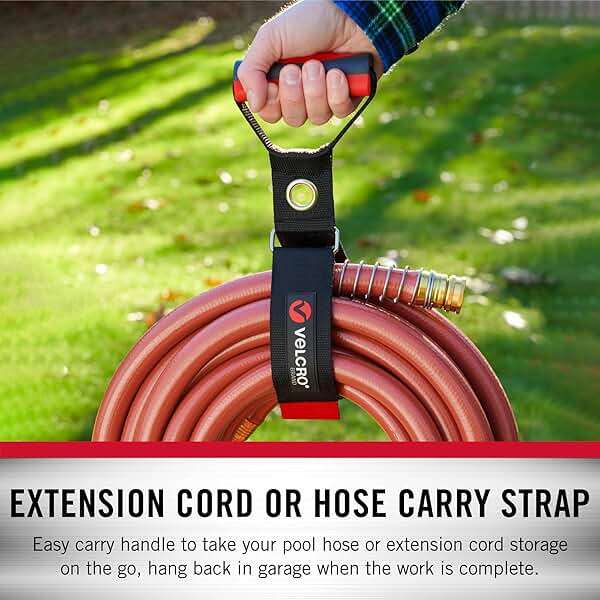 Velcro Brand Heavy Duty Carrying Strap with Handle | Holds 100 Pounds | Extension Cord Storage, Easily Transport or Hang Garden Hoses | Durable Garage Organization | Medium, Wraps 5.5 Inch Diameter - Image 4