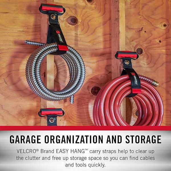 Velcro Brand Heavy Duty Carrying Strap with Handle | Holds 100 Pounds | Extension Cord Storage, Easily Transport or Hang Garden Hoses | Durable Garage Organization | Medium, Wraps 5.5 Inch Diameter - Image 5