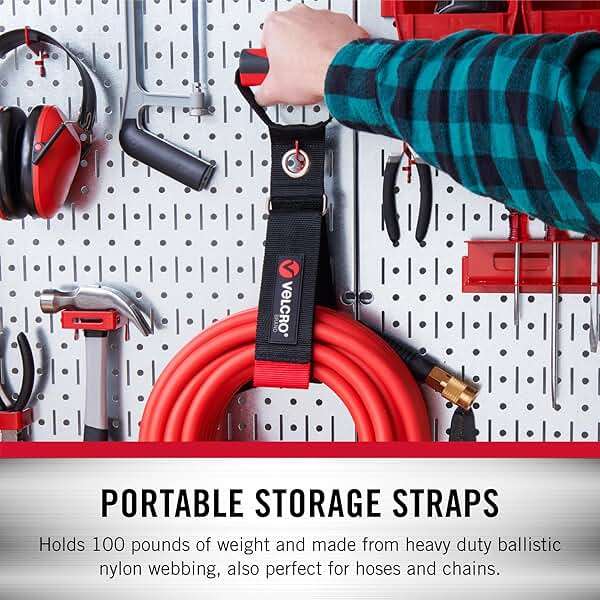 Velcro Brand Heavy Duty Carrying Strap with Handle | Holds 100 Pounds | Extension Cord Storage, Easily Transport or Hang Garden Hoses | Durable Garage Organization | Medium, Wraps 5.5 Inch Diameter - Image 6