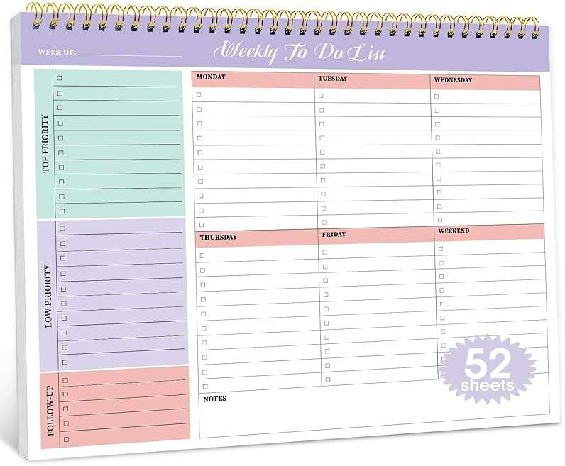 Taja Weekly To Do List Notepad with 52 Undated Sheets(8.5"×11")- Weekly Desk Planner for Women & Man, Work and Home -1 Pack Violet Dream - Image 1