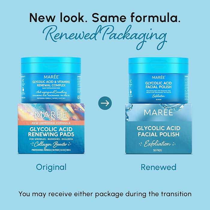 MAREE Glycolic Acid Pads - Toner Pads for Face Cleansing - Exfoliating Pad with Tea Tree Oil, Salicylic Acid & Vitamins E, B3, B5 - Facial Polishes & Peels, Skin Pore Resurfacing & Radiance - 50 Count - Image 2