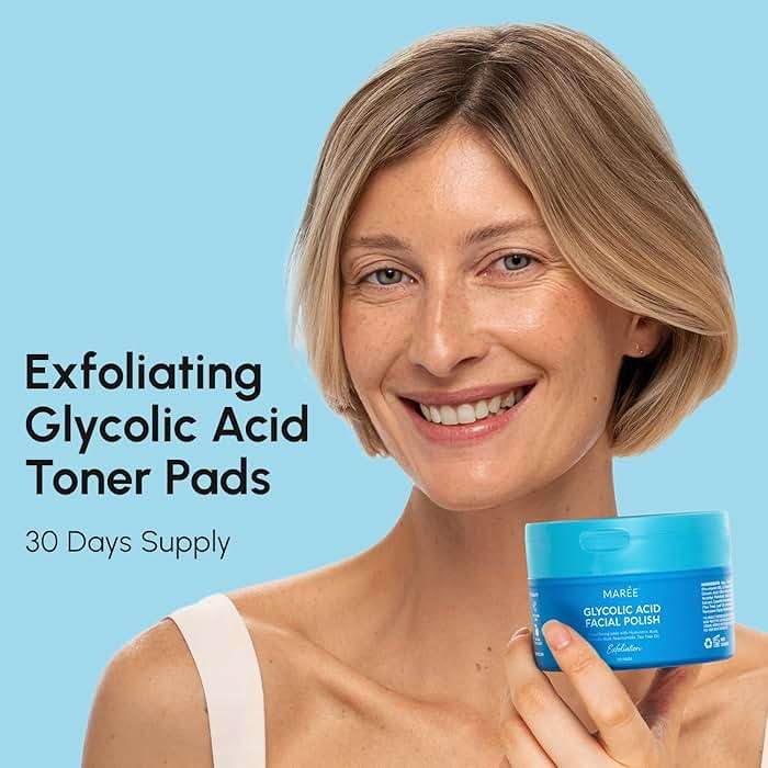 MAREE Glycolic Acid Pads - Toner Pads for Face Cleansing - Exfoliating Pad with Tea Tree Oil, Salicylic Acid & Vitamins E, B3, B5 - Facial Polishes & Peels, Skin Pore Resurfacing & Radiance - 50 Count - Image 3