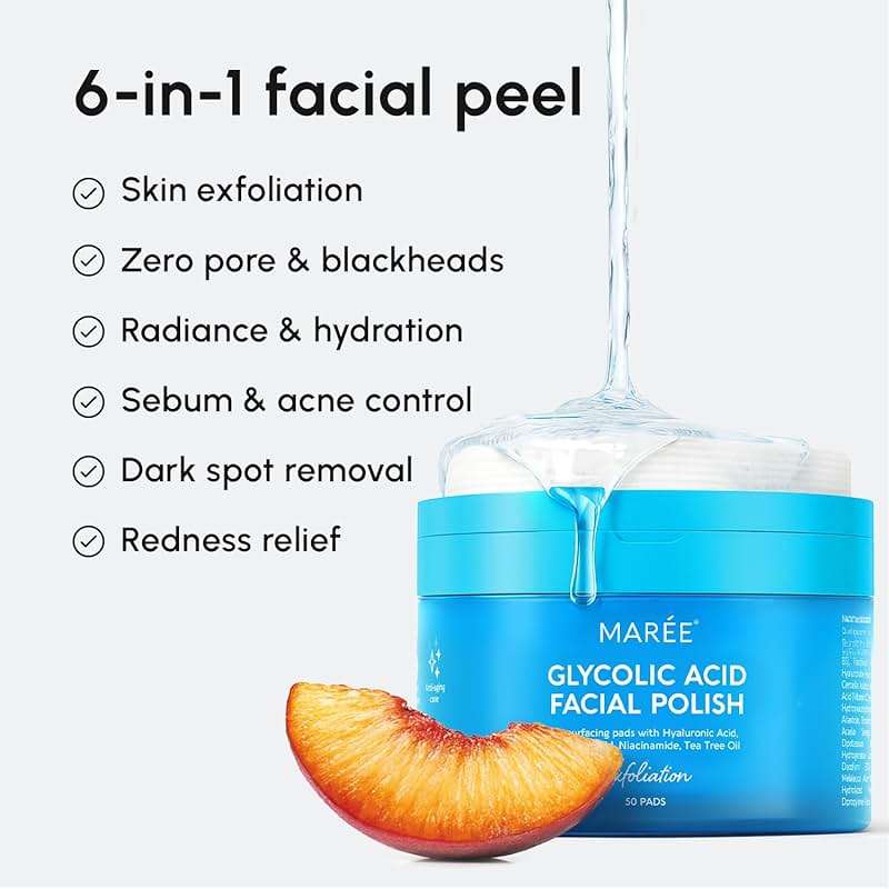 MAREE Glycolic Acid Pads - Toner Pads for Face Cleansing - Exfoliating Pad with Tea Tree Oil, Salicylic Acid & Vitamins E, B3, B5 - Facial Polishes & Peels, Skin Pore Resurfacing & Radiance - 50 Count - Image 4