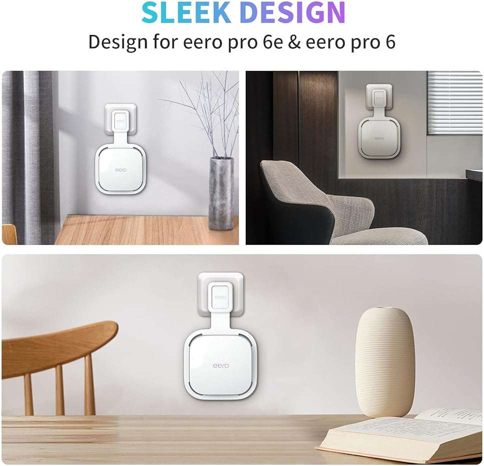 Wall Mount Holder for eero Pro 6e/Pro 6 Mesh Wi-Fi System,Outlet Wall Mount Stand Bracket for eero Pro 6e tri-Band Mesh,Wall Bracket for eero Pro 6 Extender Router Wire Organizer (1) - Image 6