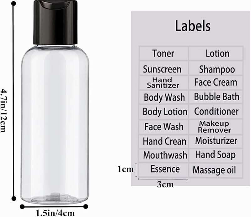 DNSEN 5 Pack 3.4 oz Travel Bottles for Toiletries TSA Approved Leakproof Plastic Empty Travel Size Bottles Containers with Labels - Image 3
