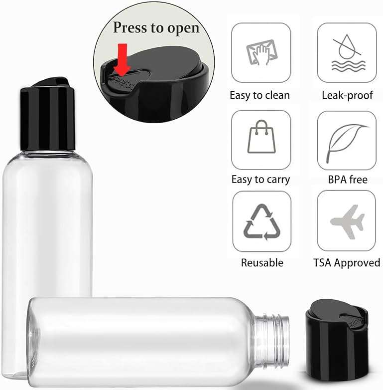 DNSEN 5 Pack 3.4 oz Travel Bottles for Toiletries TSA Approved Leakproof Plastic Empty Travel Size Bottles Containers with Labels - Image 4