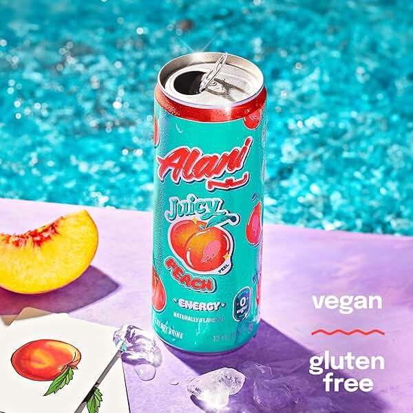 Alani Nu JUICY PEACH, Sugar Free, Low Calorie Energy Drinks, 200mg Caffeine, Biotin, B Vitamins, Zero Sugar, 10 Calories, 12 Fl Oz Cans, 12 Pack - Image 6