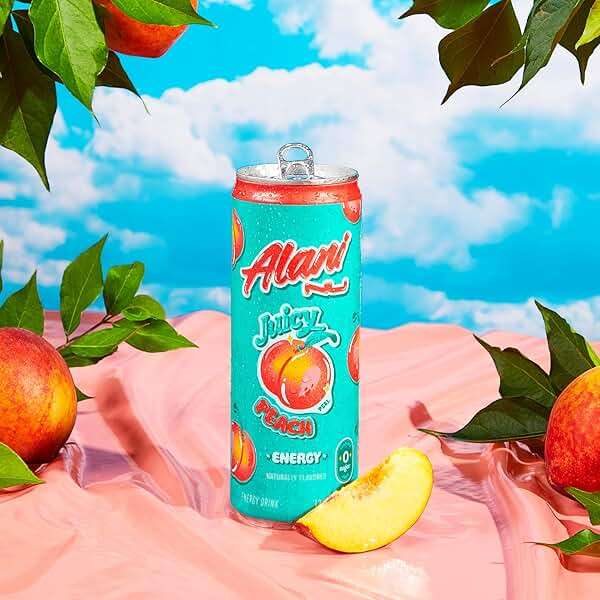 Alani Nu JUICY PEACH, Sugar Free, Low Calorie Energy Drinks, 200mg Caffeine, Biotin, B Vitamins, Zero Sugar, 10 Calories, 12 Fl Oz Cans, 12 Pack - Image 8