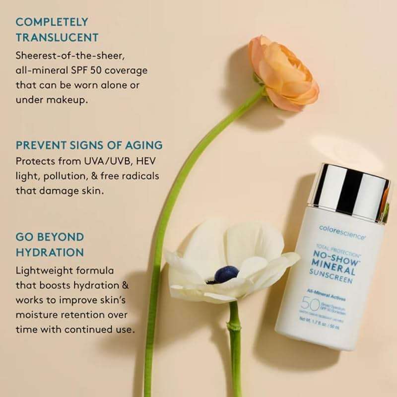 Colorescience Total Protection™ No-Show™ Mineral Sunscreen SPF 50, 100% Invisible all-mineral sunscreen for all skin tones & types - Image 4