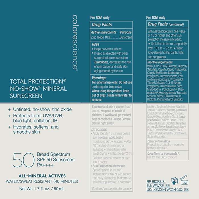 Colorescience Total Protection™ No-Show™ Mineral Sunscreen SPF 50, 100% Invisible all-mineral sunscreen for all skin tones & types - Image 10
