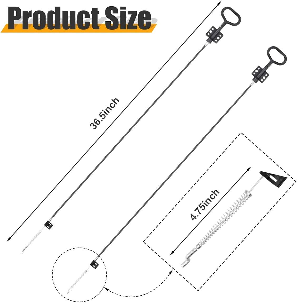 YEYETUO Sofa Recliner Cables, 2PCS Release Cables Replacement D Ring Pull Handle, Recliner Replacement Parts Hook Exposed Length 4.75 Inch, Total Length 36.5 Inch - Image 2