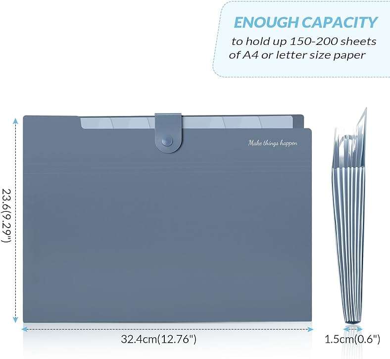 SKYDUE Expanding File Organizer with 8 Pockets, Accordion File Folders with Labels, Portable Document Paper Bill Receipt Organizer, Home College School Office Supplies, Letter Size, Blue - Image 6
