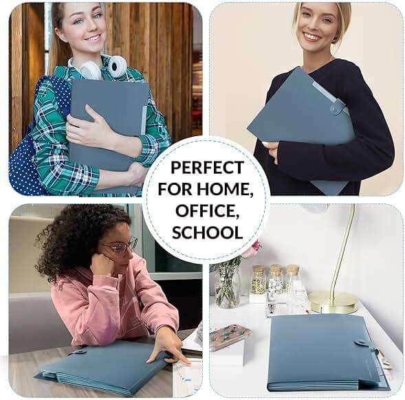 SKYDUE Expanding File Organizer with 8 Pockets, Accordion File Folders with Labels, Portable Document Paper Bill Receipt Organizer, Home College School Office Supplies, Letter Size, Blue - Image 7