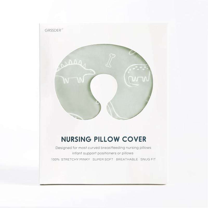 GRSSDER Nursing Pillow Cover Stretchy Minky Removable Nursing Covers for Breastfeeding Pillows, Ultra Soft Comfortable Slipcover for Boy and Girls, Dinosaurs Print - Image 2