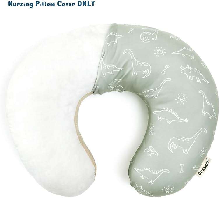 GRSSDER Nursing Pillow Cover Stretchy Minky Removable Nursing Covers for Breastfeeding Pillows, Ultra Soft Comfortable Slipcover for Boy and Girls, Dinosaurs Print - Image 3
