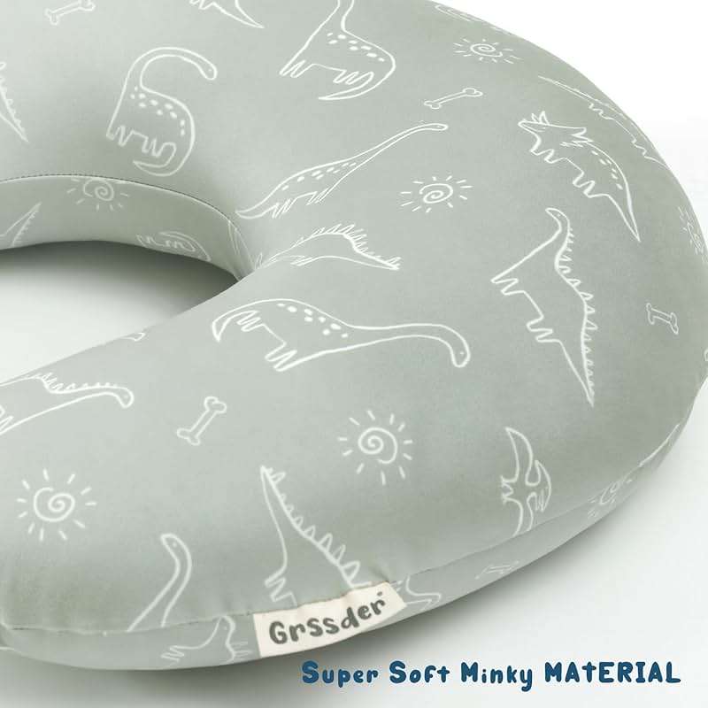 GRSSDER Nursing Pillow Cover Stretchy Minky Removable Nursing Covers for Breastfeeding Pillows, Ultra Soft Comfortable Slipcover for Boy and Girls, Dinosaurs Print - Image 7