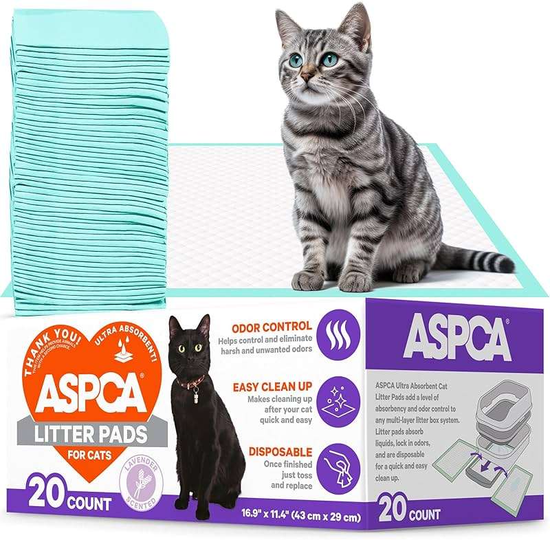 ASPCA Lavender Scented Cat Pad Refills for Litter Box System Size 16.9 x 11.4 Inch - Pack of 20 - Image 1