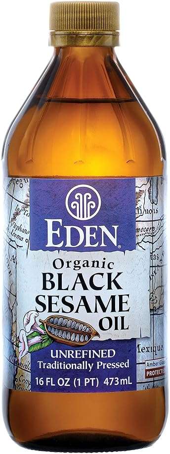 Eden Organic Black Sesame Oil, Unrefined, 100% Black Sesame Seed, 16 oz Amber Glass Bottle - Image 1
