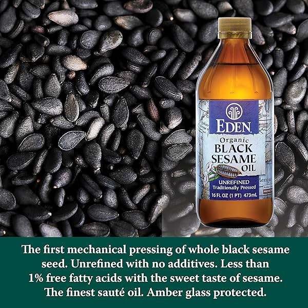 Eden Organic Black Sesame Oil, Unrefined, 100% Black Sesame Seed, 16 oz Amber Glass Bottle - Image 3