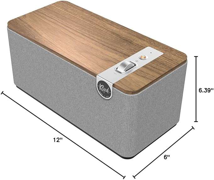 Klipsch The One Plus Premium Bluetooth Speaker System with Two 2.25” Full Range Drivers, 4.5” Woofer, Bluetooth 5.3 with Up to 40 ft. of Distance, Walnut - Image 6