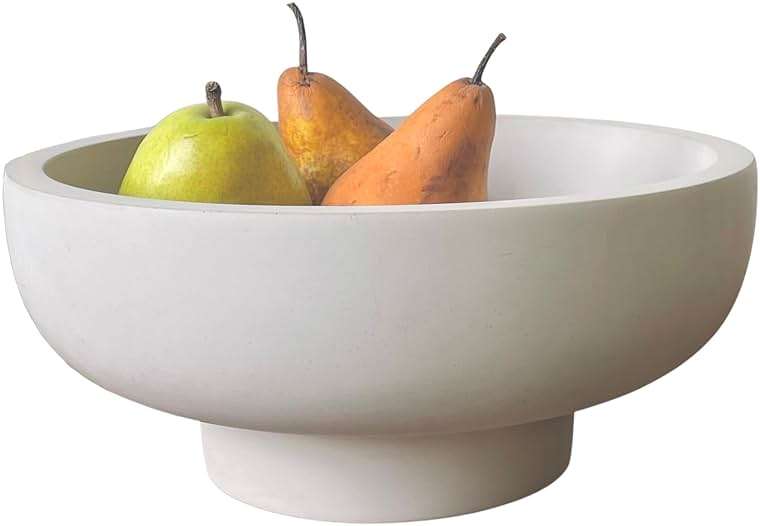 OAKOA Concrete Fruit Bowl for Kitchen Counter - Large Decorative Bowls for Home Decor - Modern Key Bowl for Entryway Table - Footed Pedestal Bowl for Keys - Image 1