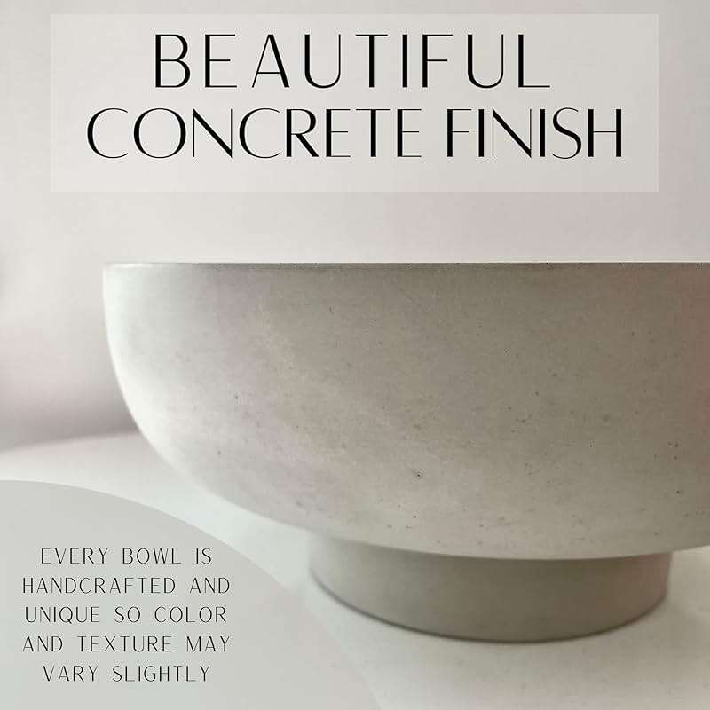 OAKOA Concrete Fruit Bowl for Kitchen Counter - Large Decorative Bowls for Home Decor - Modern Key Bowl for Entryway Table - Footed Pedestal Bowl for Keys - Image 5