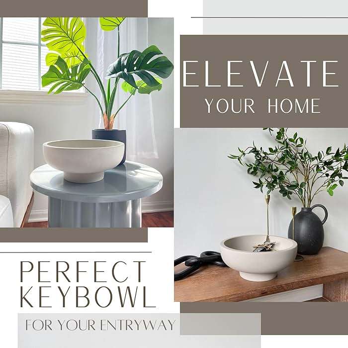 OAKOA Concrete Fruit Bowl for Kitchen Counter - Large Decorative Bowls for Home Decor - Modern Key Bowl for Entryway Table - Footed Pedestal Bowl for Keys - Image 6