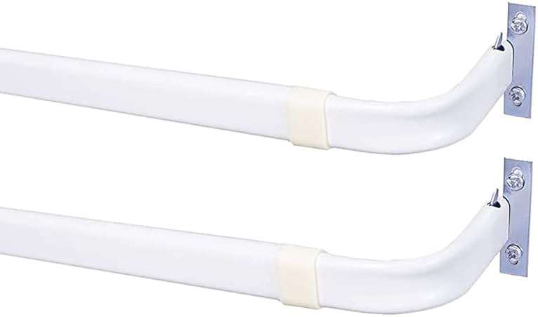 Blu-Pier Tech Heavy Duty Single Rod,Lock Seam Curtain Rod 28 to 48-Inch Adjustable Width, 2 1/2-Inch Projection，Hardware Included,White(Pack of 2) - Image 1