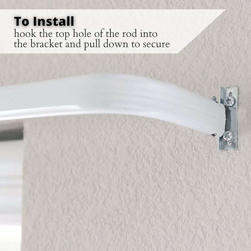 Blu-Pier Tech Heavy Duty Single Rod,Lock Seam Curtain Rod 28 to 48-Inch Adjustable Width, 2 1/2-Inch Projection，Hardware Included,White(Pack of 2) - Image 2