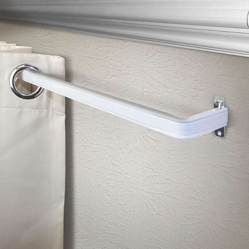 Blu-Pier Tech Heavy Duty Single Rod,Lock Seam Curtain Rod 28 to 48-Inch Adjustable Width, 2 1/2-Inch Projection，Hardware Included,White(Pack of 2) - Image 3