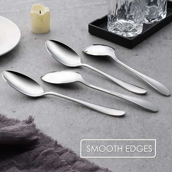 Stainless Steel Serving Spoons, E-far 4-Piece Metal Solid Spoons Hostess Serving Utensils Tablespoons Set for Catering Buffet Party Kitchen Restaurant, Dishwasher Safe - Image 4