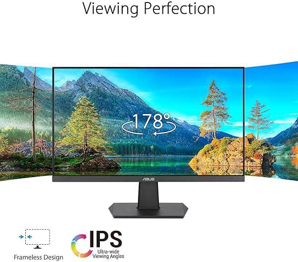 ASUS 27 Inch Monitor - 1080P, IPS, Full HD, Frameless, 100Hz, 1ms, Adaptive-Sync, for Working and Gaming, Low Blue Light, Flicker Free, HDMI, VESA Mountable, Tilt - VA27EHF - Image 2
