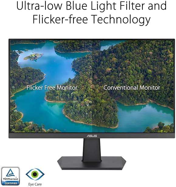 ASUS 27 Inch Monitor - 1080P, IPS, Full HD, Frameless, 100Hz, 1ms, Adaptive-Sync, for Working and Gaming, Low Blue Light, Flicker Free, HDMI, VESA Mountable, Tilt - VA27EHF - Image 4