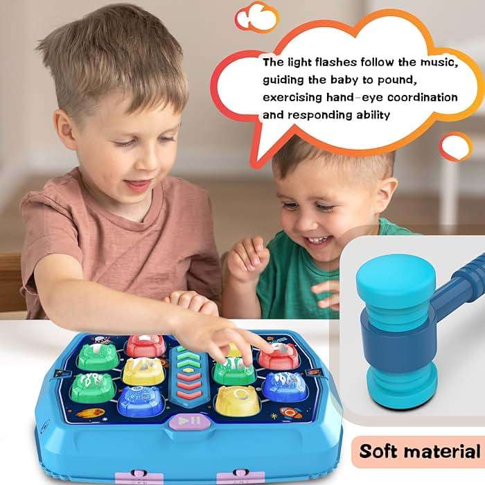 Whack Game Mole Toys for 3 4 5 6 Year Old Boys, Pounding Toys for Age 2-4, 3 Modes & Light Interactive Toddlers Toy with 2 Hammer, Baby Toy Gifts for Early Learning, Birthday Gift for Toddler Boy Girl - Image 5