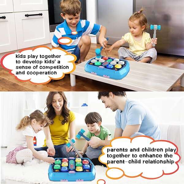 Whack Game Mole Toys for 3 4 5 6 Year Old Boys, Pounding Toys for Age 2-4, 3 Modes & Light Interactive Toddlers Toy with 2 Hammer, Baby Toy Gifts for Early Learning, Birthday Gift for Toddler Boy Girl - Image 6