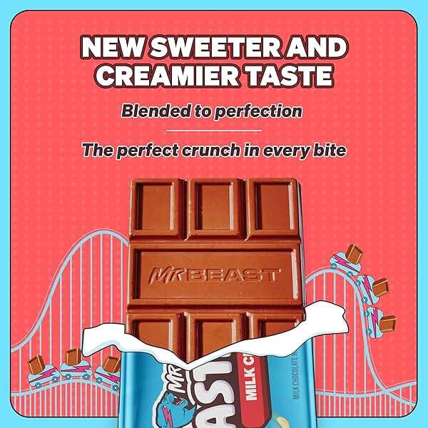 MrBeast Feastables Milk Chocolate Crunch Bar, King Size, 10 Count, Crispy Rice Chocolate Candy, Fairtrade Cocoa, 2.1oz Each - Image 4