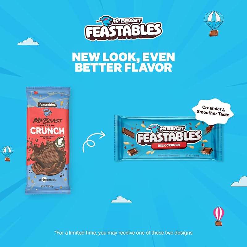 MrBeast Feastables Milk Chocolate Crunch Bar, King Size, 10 Count, Crispy Rice Chocolate Candy, Fairtrade Cocoa, 2.1oz Each - Image 7