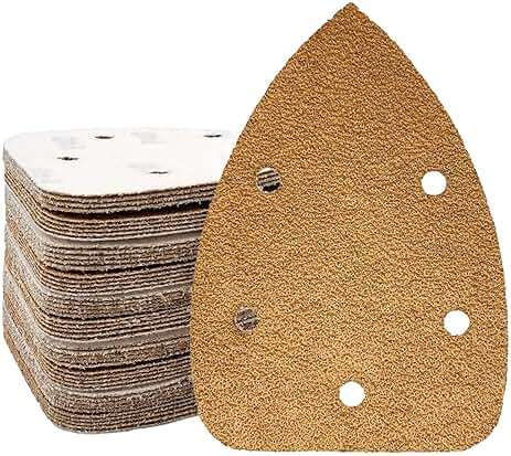 50 Pack Mouse Sander Sandpaper, Sanding Pads for 5.5'' Detail Sanders, Hook and Loop Sandpaper Detail Sander Palm Sander Sandpaper for Wood Furniture Sanding Refinishing (40 Grit) - Image 1